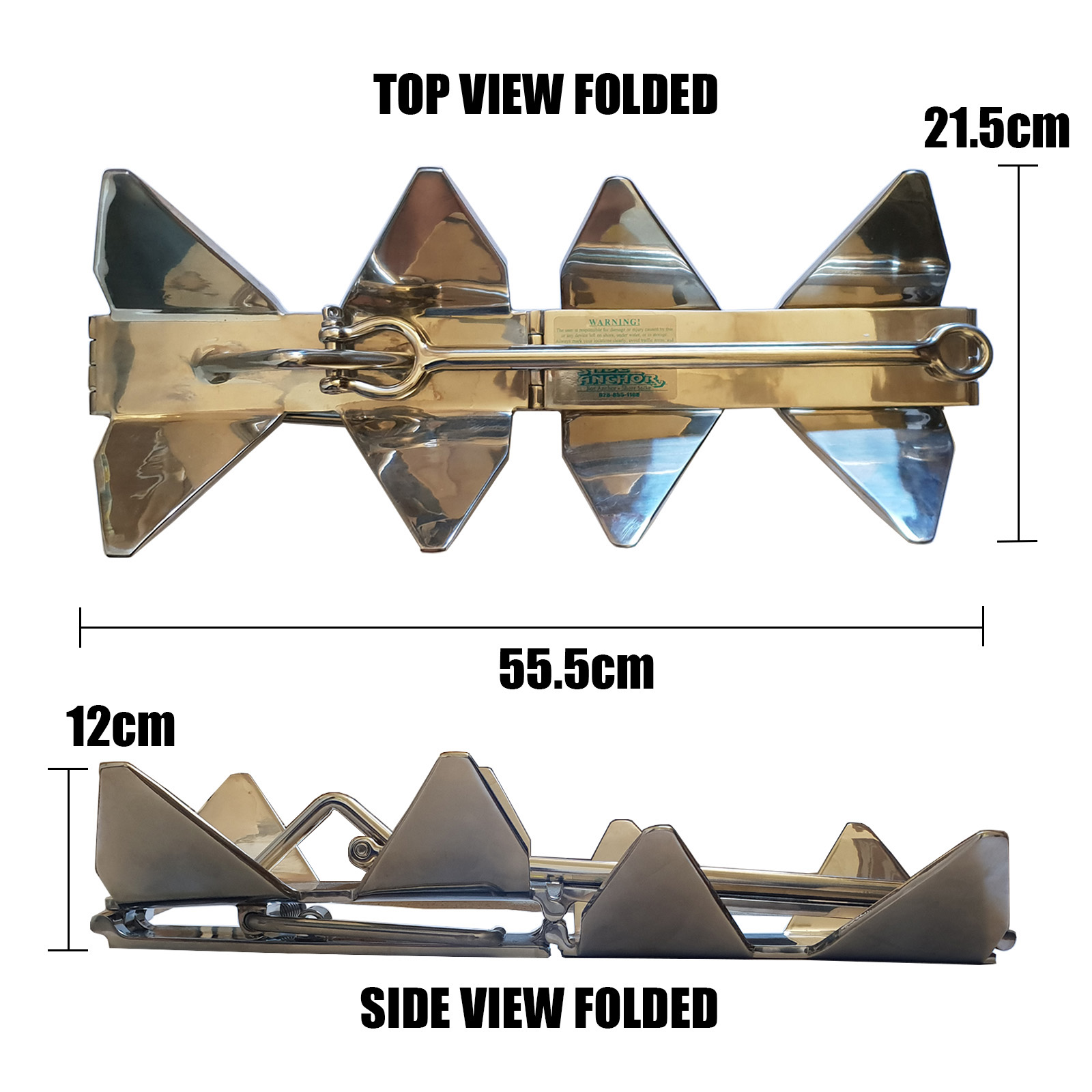 9.2kg Polished Stainless Steel Slide Anchor Box Anchor Suits Boats up to 8 Meters Slide Anchor